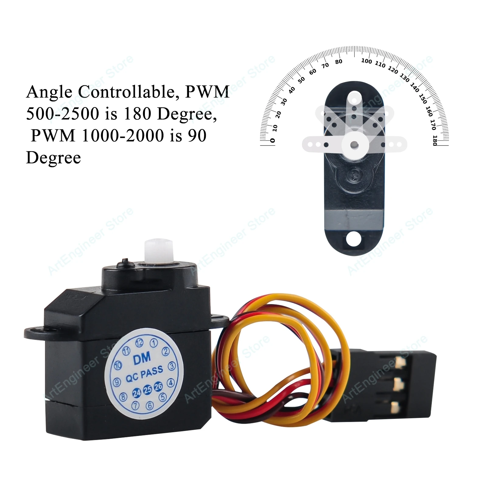 DM-S0020 Micro Servo 3.7V-5V 180° Mini Steering Gear with JR Connector for RC Drones Smart Cars Robot DIY Projects