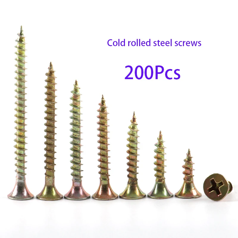 50-200Pcs Stainless Steel Self Tapping Screw M3.5 M4 M5 Cross Countersunk Head Flat Head Screw Wooden Board Screw Dia12mm-50mm
