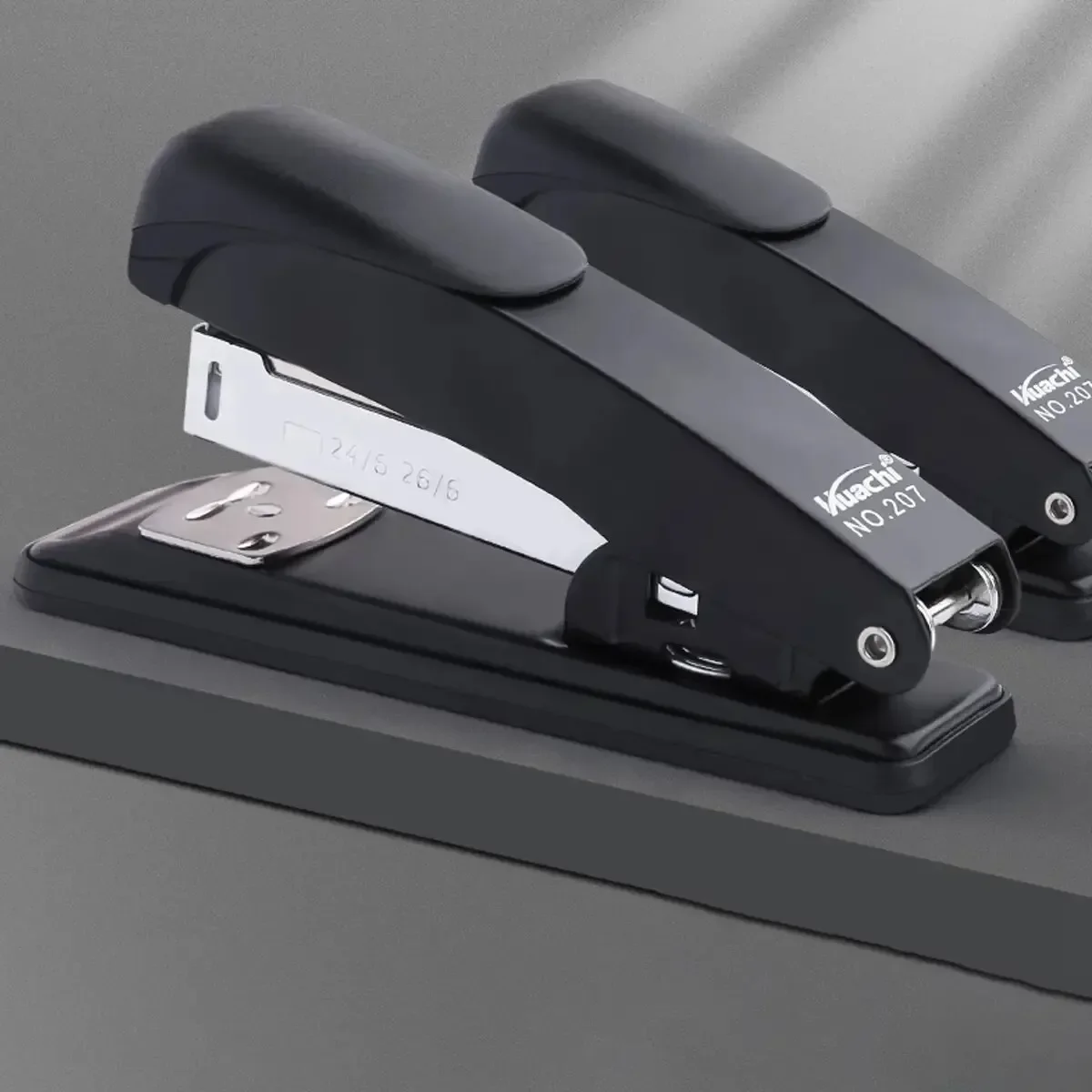 1 Pcs New Portable White or Black Multifunctional Metal Stapler with Simple Creativity for Student Schools and Offices