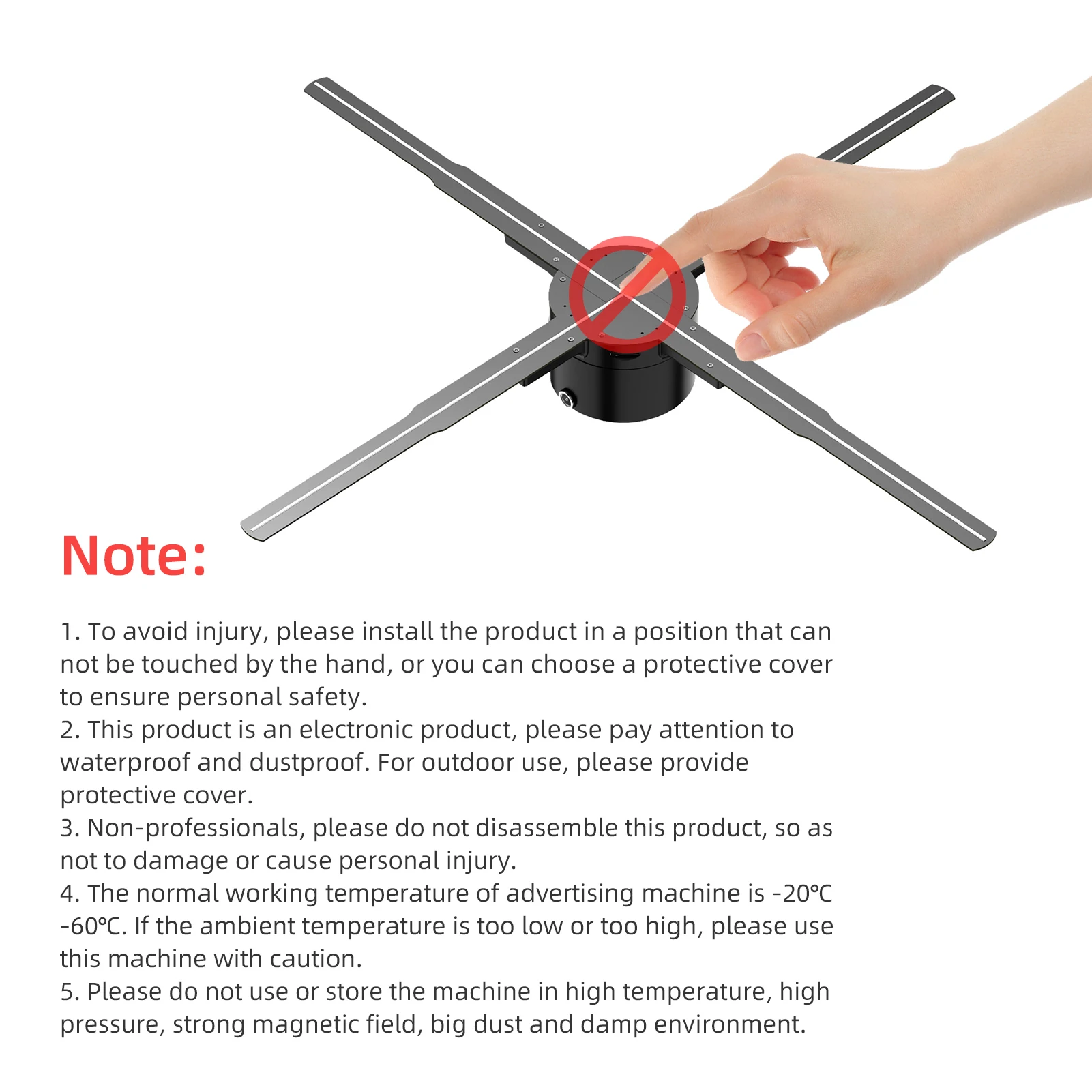 Projetor de holograma 3D Ventilador de exibição de publicidade Player montado na parede 2K HD LED Ventilador de vídeo fotográfico com 722pcs contas de luz LED