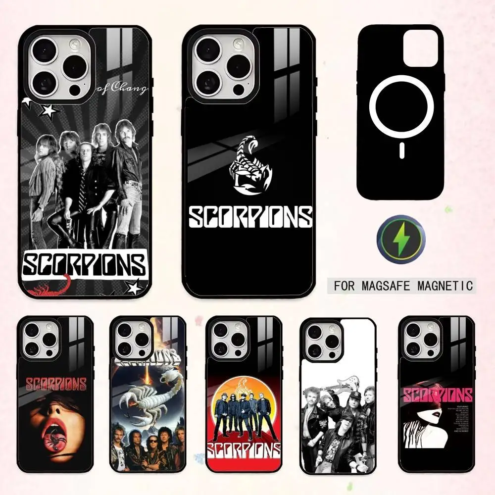 

S-Scorpions BAND Phone Case For iPhone17,16,15,14,13,12,11 Plus,Pro Max Magnetic For Magsafe Wireless Charging