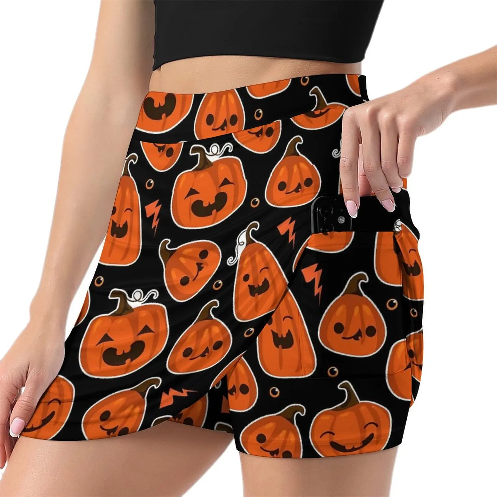 Cute Pumpkins Skirt Halloween Aesthetic Casual Skirts Female Cute Mini Skirt Custom Clothes Birthday Present