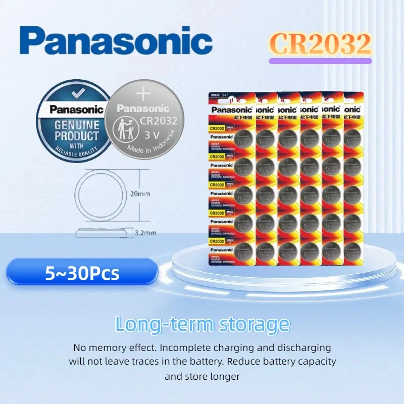 5-30 pices d'origine PANASONIC CR2032 CR 2032 3V batterie au Lithium pour montre calculatrice horloge tlcommande jouets bouton pices de monnaie cellule