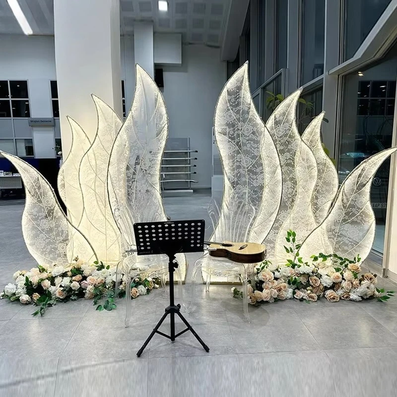 2PCS Mesh Iron Frame Activity Background Frame Light Emitting Diode Waveform Seaweed Wedding Party Background Frame