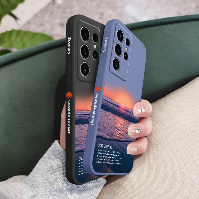 Zonsondergang Glow Telefoon Case Voor Samsung Galaxy S25FE S24 S23 S22 S21 S20 S10 S10E Ultra Plus FE Note 20 Ultra 10 Plus Cover