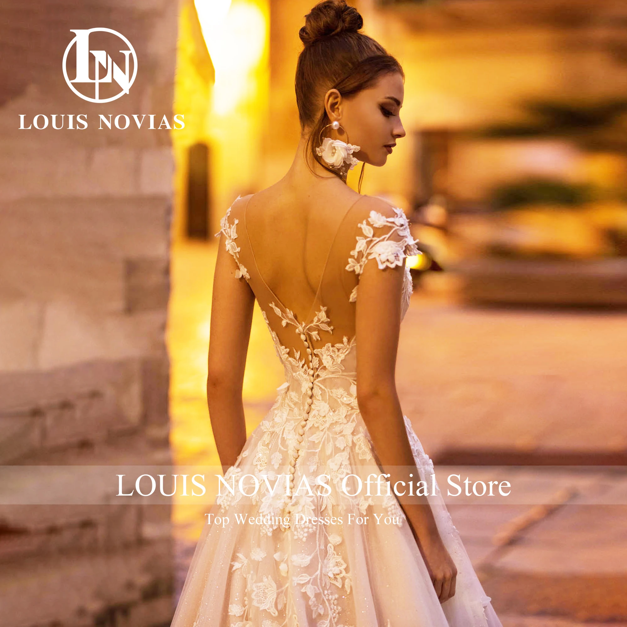 Louis Novias romantische Brautkleider für Frauen schulter freie rücken freie Applikationen Schatz Brautkleid Vestidos de Novia