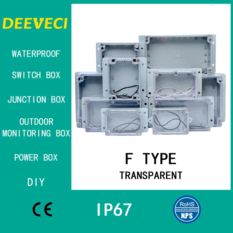 IP67 plastica trasparente scatola di recinzione impermeabile progetto elettronico strumento esterno progetto elettrico scatola di giunzione