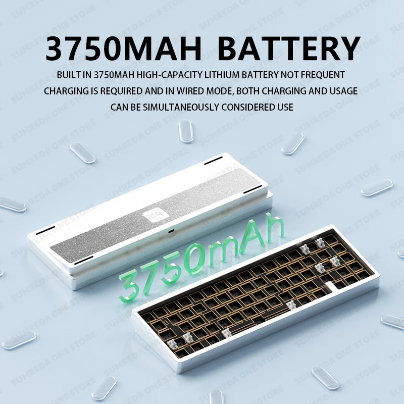 SUMREDA Sugar65 Upgraded Lucky65 Mini Custom Wireless Aluminum Mechanical Keyboard Kit RGB Bluetooth 2.4G Wired Gaming Keyboard