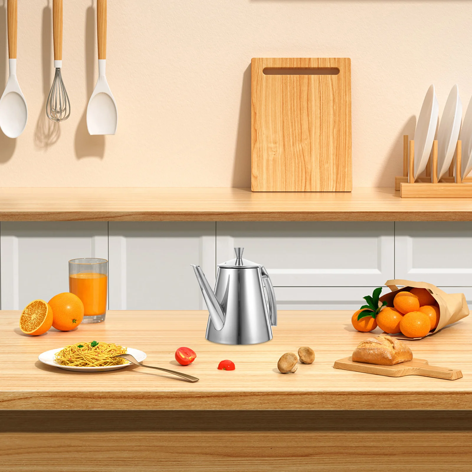 

Stainless Steel Oil Pot Large Capacity Non-Drip Pouring Storage Cooking Oil Canister Home Kitchen Dispenser Grease Pot