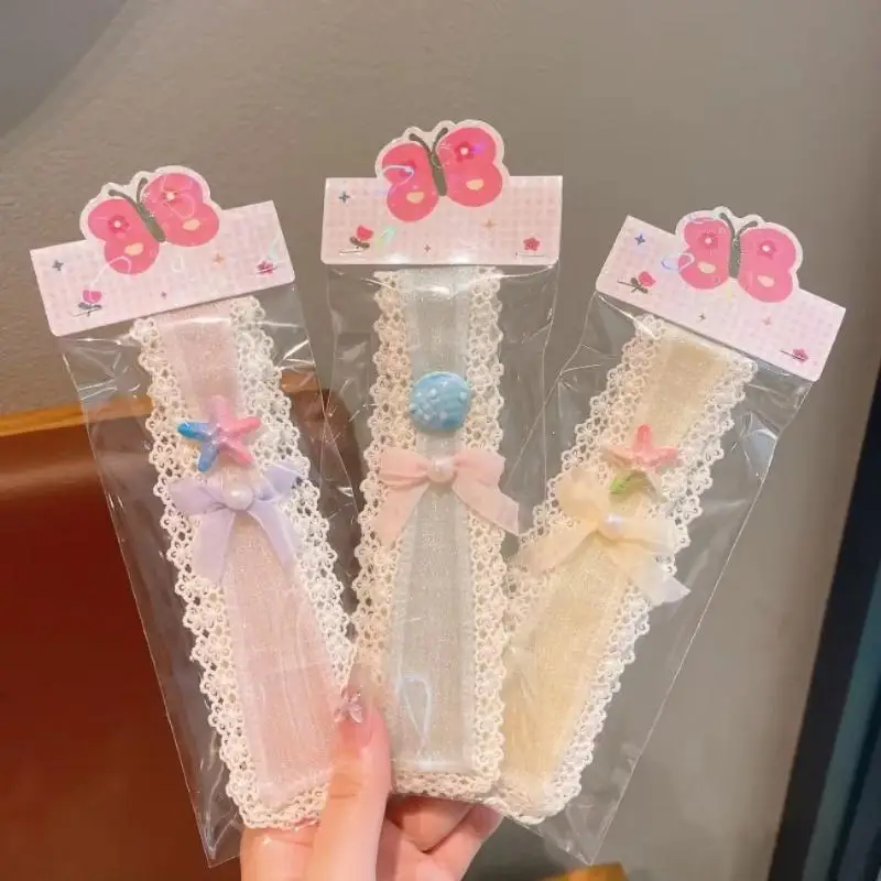 1Pcs Lolita Headband Children Floral Wide Edge  Summer Girls Forehead Bangs Broken Hair Posting Baby Fixed Hair Sticker