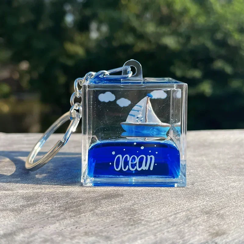 New Ocean Drift Bottle Floating Sailing Hourglass Layering Fluid Unzip Cure Toys Gift Home Desktop Decorations Accessories