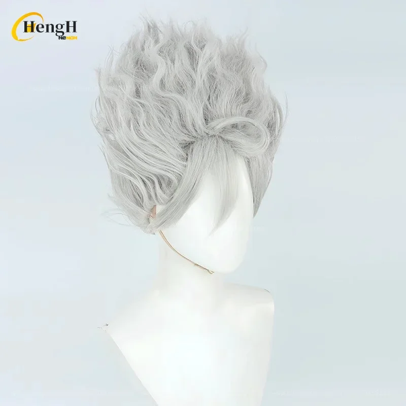 Anime Monkey D Luffy Synthetic Unisex 35cm Silver Curly Hair Cosplay Wig Heat Resistant Hair Halloween Party Wigs + Free Wig Cap