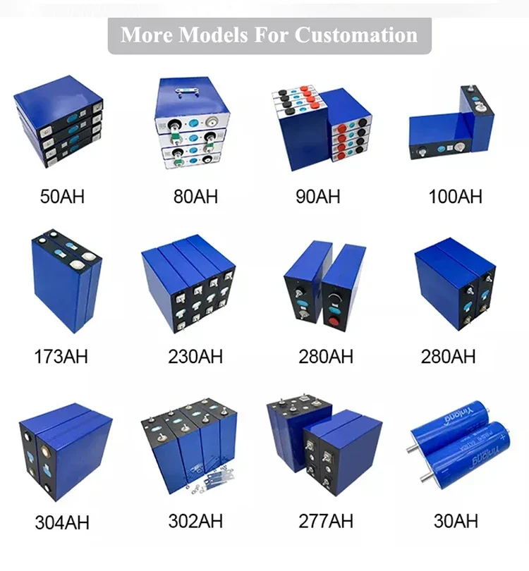 nowe głębokie cykle klasa A pryzmatyczny lifepo4 ogniwo akumulatora 3.2v 50ah 100ah 150ah 200ah 280ah 300ah 320ah akumulatory litowo-jonowe