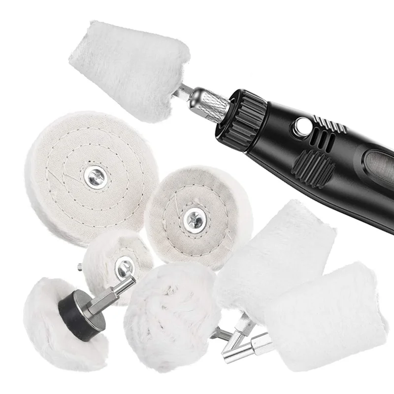 AT14 Paquete de 7 ruedas de pulido para taladro, Kit de rueda pulidora para colector para Metal, aluminio, acero inoxidable, joyería cromada