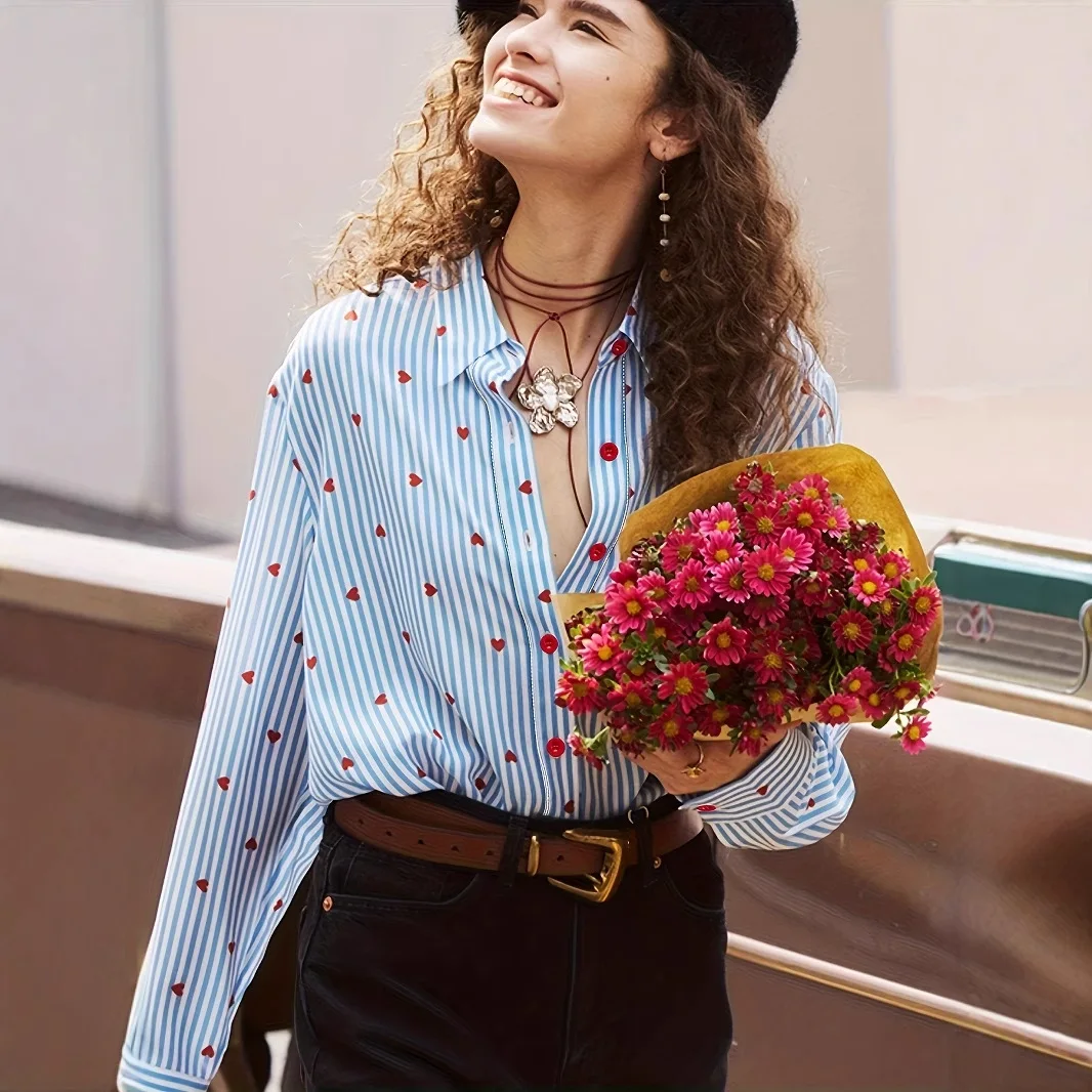 

Womens Top Spring New Long Sleeve Loose Casual Shirt European and American Style Comfortable Daily Wear