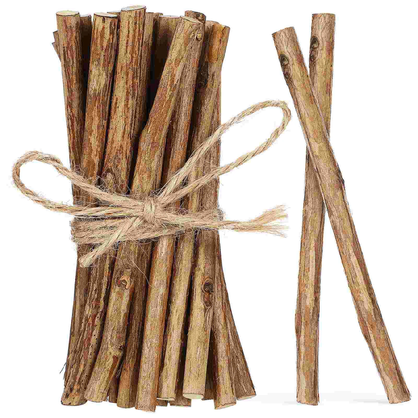 50 ชิ้นสติกเกอร์จํานวนมาก DIY ไม้ Log Sticks หัตถกรรมสาขาตกแต่งโคมระย้าธรรมชาติสําหรับงานฝีมือเด็ก