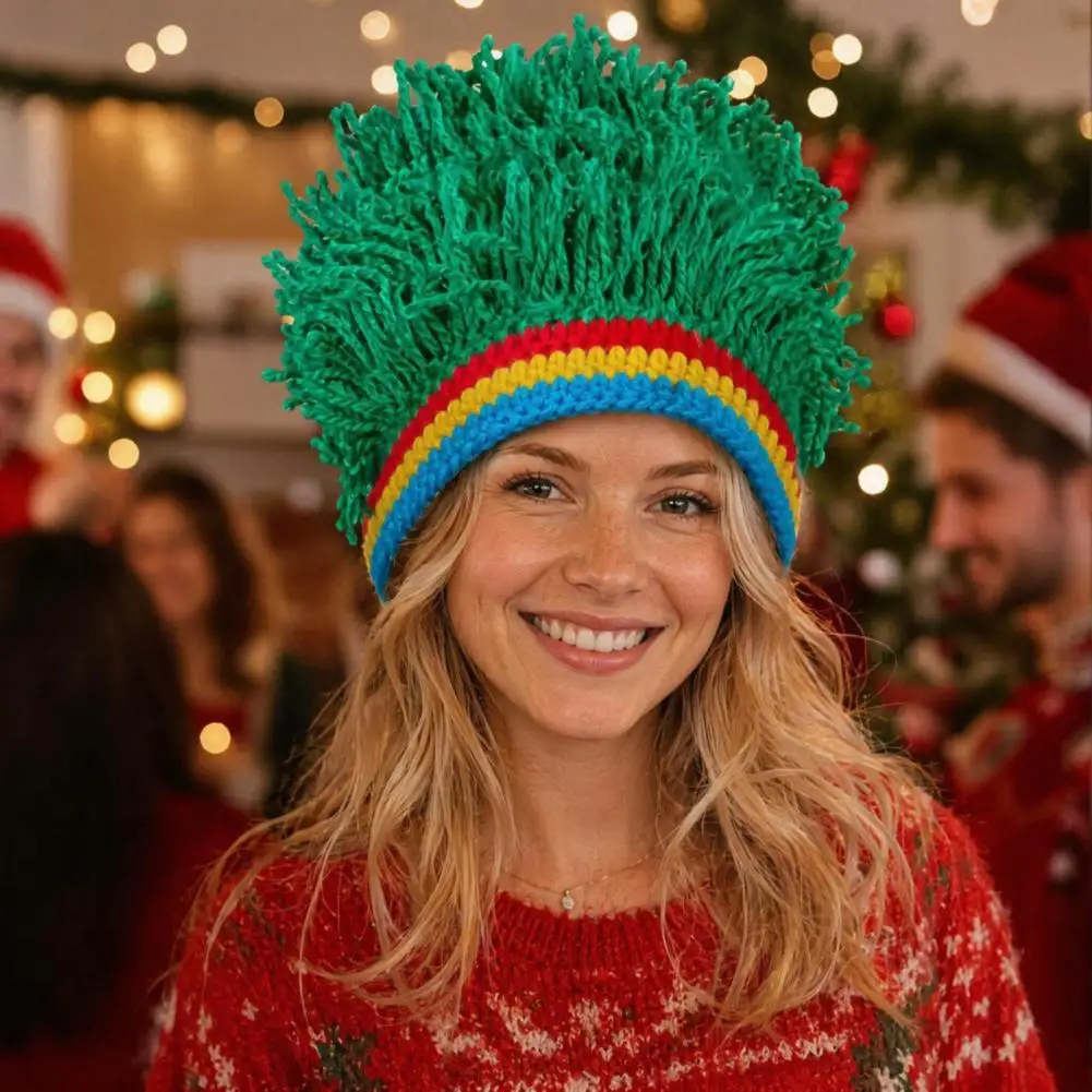 Hop Hat Unisex Dreadlock Hood Hop Style Knit Hat with One-piece Dreadlock Wig Boys Girls Festival Cap Music Party for Halloween