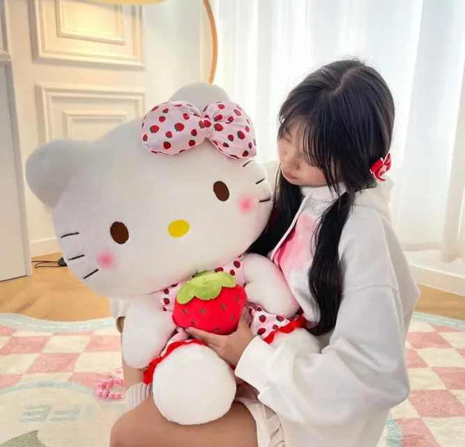 Sanrio หมอนตุ๊กตาน่ารักลาย Hello Kitty, ตุ๊กตาสัตว์ยัดนุ่นสำหรับเด็กของขวัญวันเกิด