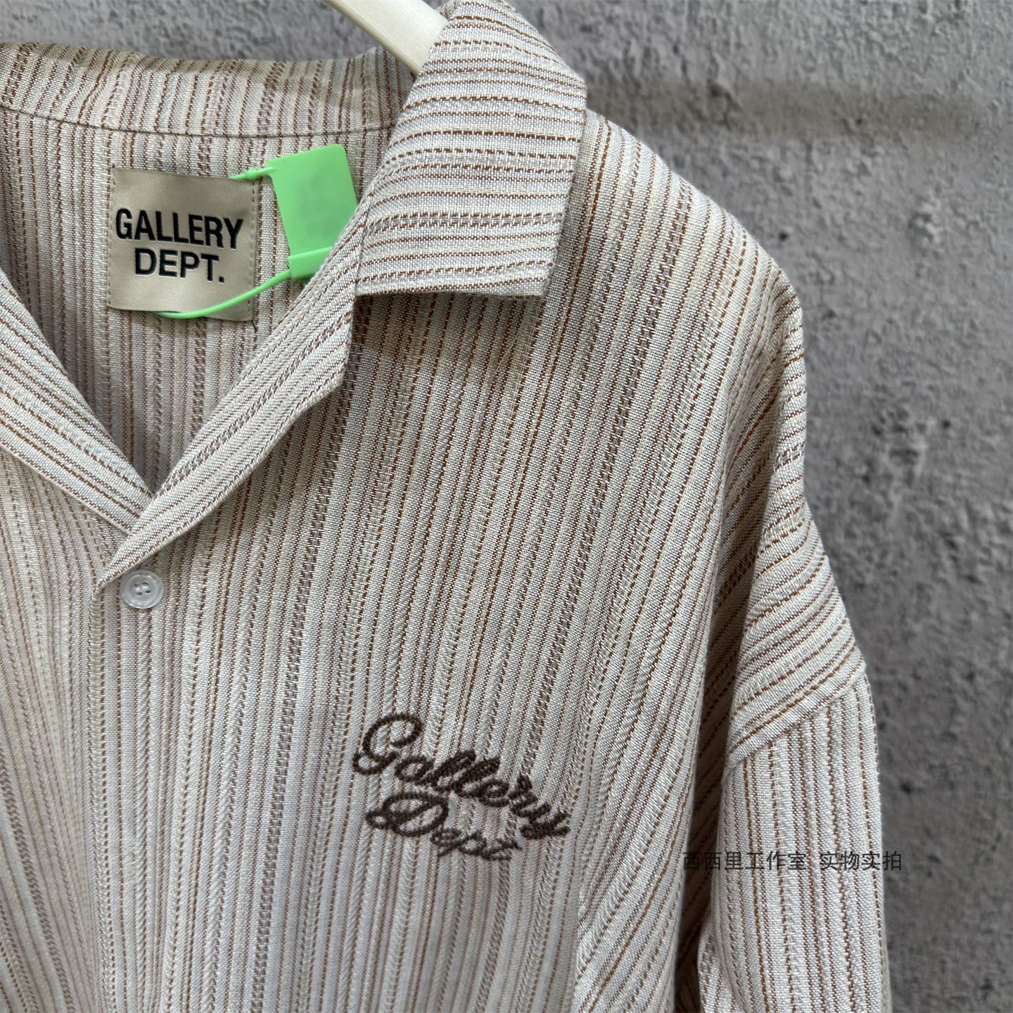 GALLERY DEPT26 American textured linen retro short-sleeved striped shirt