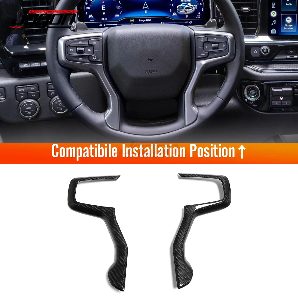 100 % Carbon Fiber Steering Wheel Cover Trim For Chevy Silverado 1500 2500HD 3500HD Suburban Tahoe Chevrolet Interior Accessorie