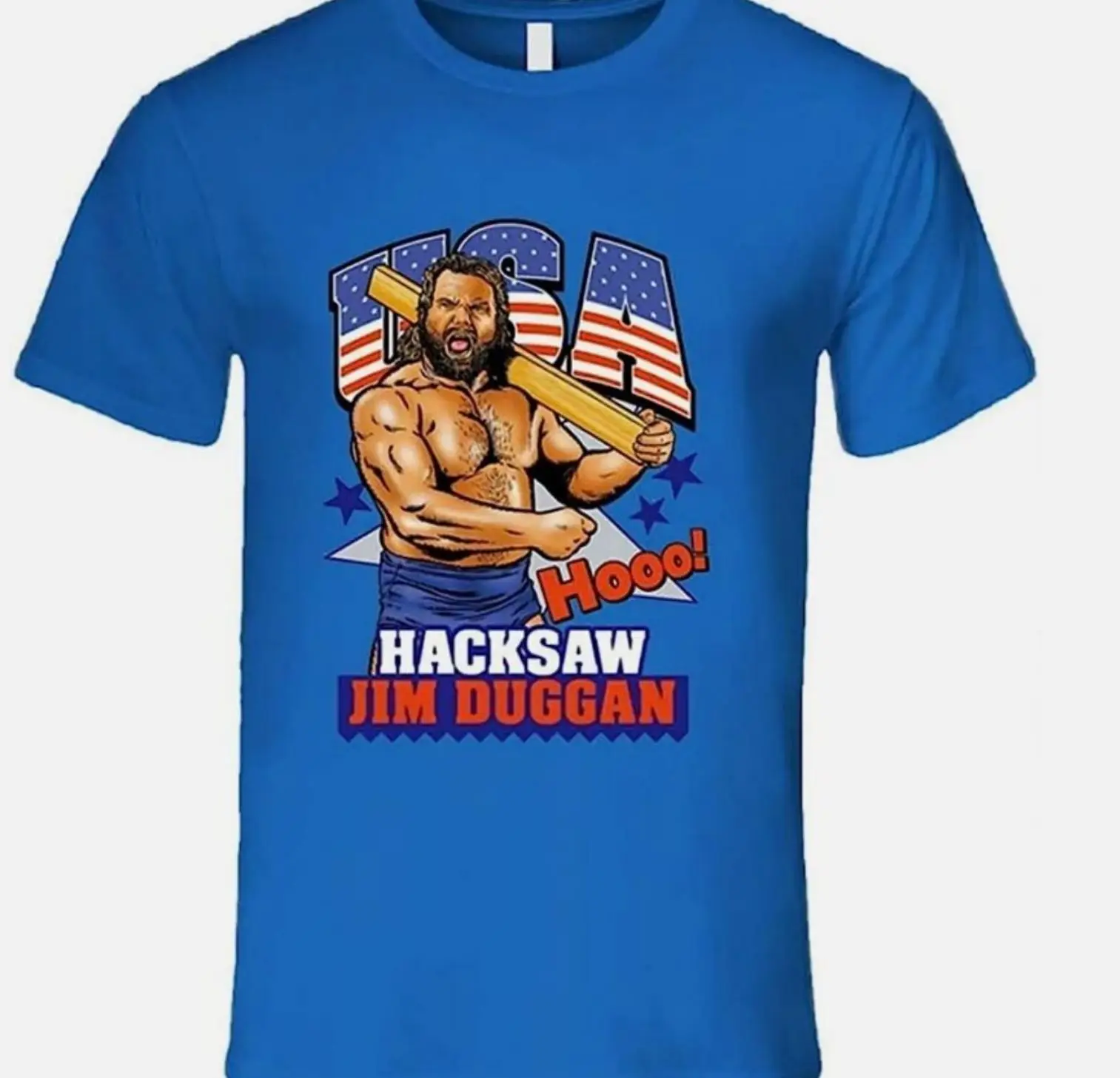 Hacksaw Jim Duggan USA T Shirt Blue Size S M L 2345XL