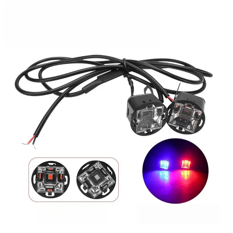 2Pcs 12V Duol Color LED Spotlight Motorcycle LED Mirror Light  Warning Flashing Light Running Light For UTV ATV Red Blue 12V