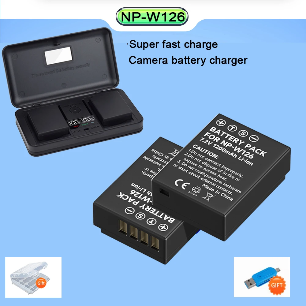 

PALO 1200mAh NP-W126 NP W126 NPW126 Battery with LED Dual Charger for Fujifilm Fuji X-Pro1 XPro1 X-T1 XT20 XS10 XT100 XT200 XA5