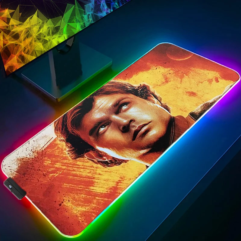 RGB LED Anime HD Print Mouse Pad Gaming Mousepad Rubber S-star W-wars Computer Desk Mouse Mat Gamer Non-slip Keyboard Pad