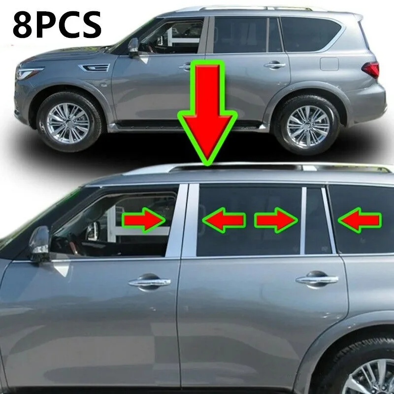 

8PCS Chrome Pillar Trim Door Cover Mirrored Post for Ford Escape 2013-19