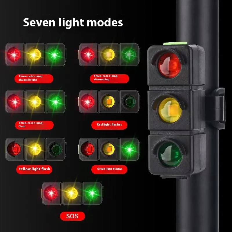 Creative Traffic Light Shape Cute LED Bike Light  Rechargeable Bicycle Rear Waterproof Taillight  Cycling Night Safety Warning
