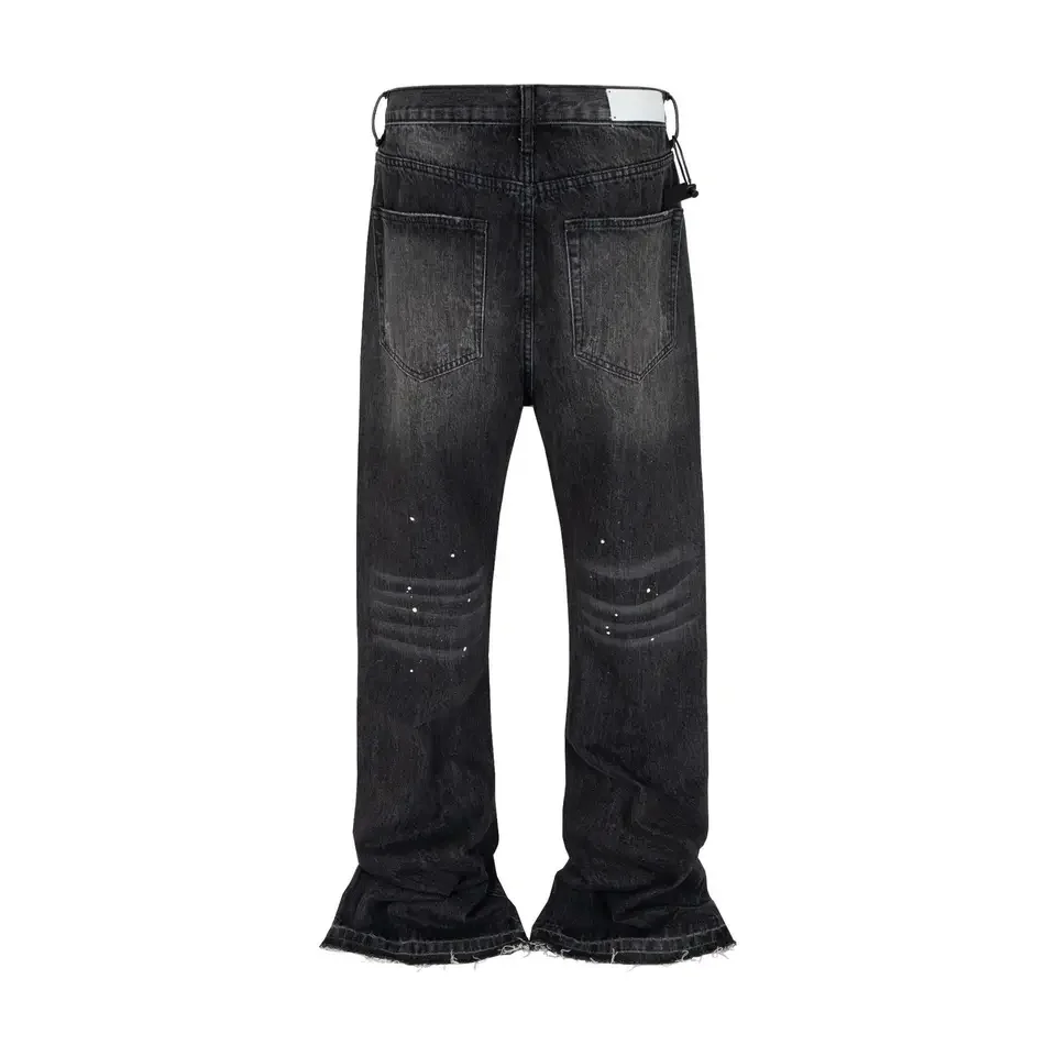 High Street Washed Loose Wide-leg Old Splashing Ink Slightly Pulled Whisker Jeans Overalls for Men