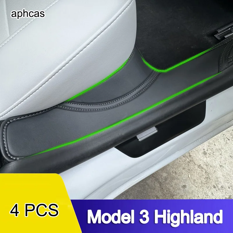 For Tesla Model 3 Highland 2024 Threshold Strip Mat Car Door Sill Pad High Quality PU Leather Welcome Pedal Car Accessories