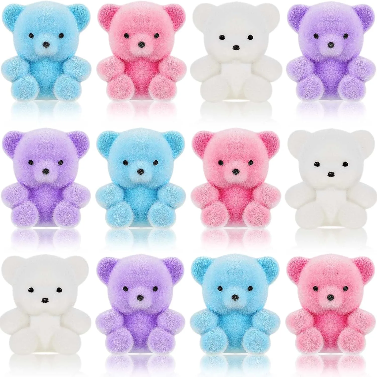 20 pcs Miniature Flocked Mini Bear Pendant Cartoon Animal Decorations for Jewelry Bag DIY Charm