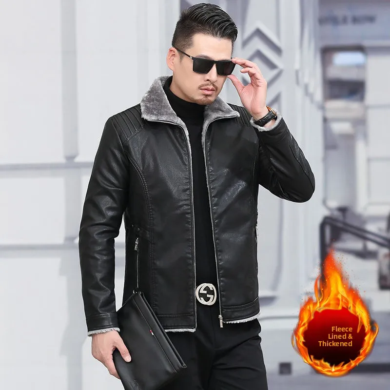 

Мужская кожаная куртка Fce с подкладкой, приталенная, из искусственной кожи, осенне-зимняя, модная верхняя одежда, стильная молодежная одежда для мотоциклистов