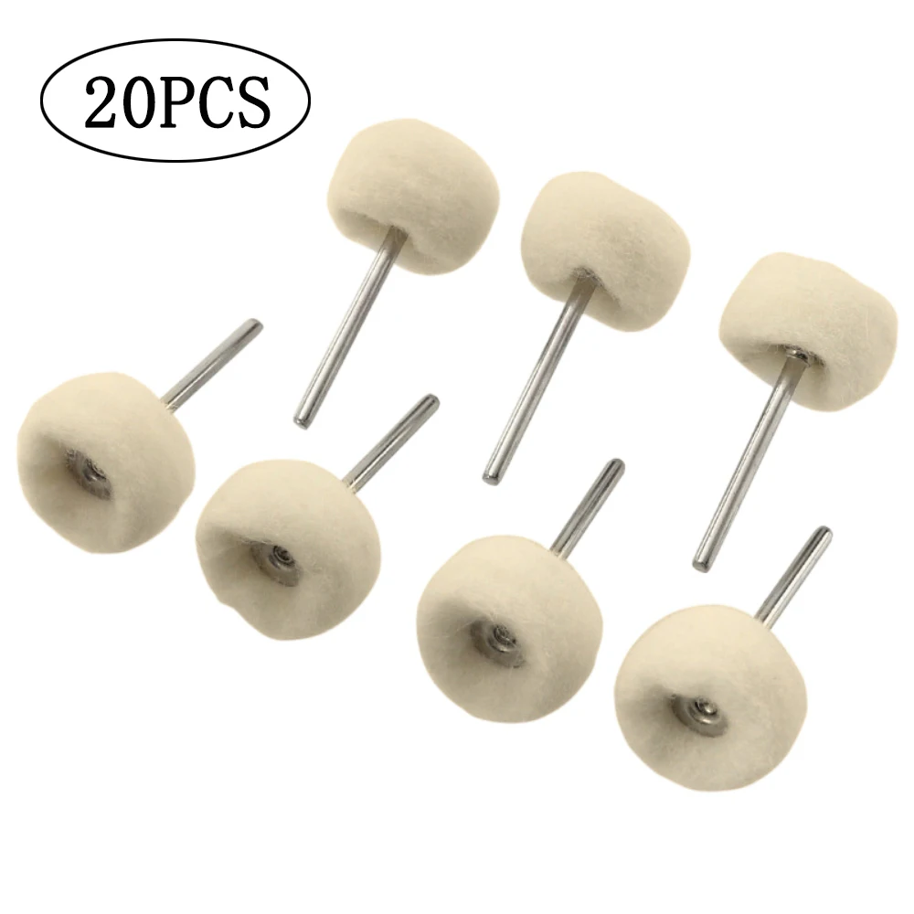 

20PCS Polishing Wheels Fine Shank Wool Polishing Head Grinding Jewelry Metals Wheels Buffing Felt Metal Polish Rotary Tool Part