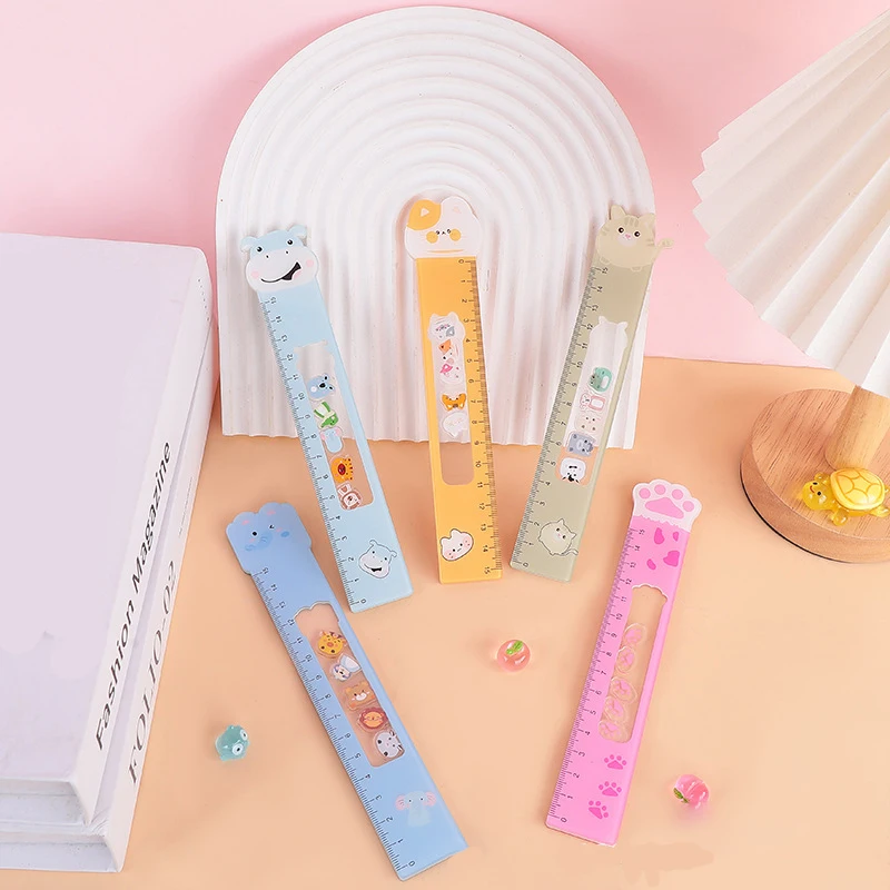 15/20cm Cartoon Stationery Straight Ruler Cute Animals Rocking Ruler Plastic Ruler Drawing Tool Student School Office Supplies