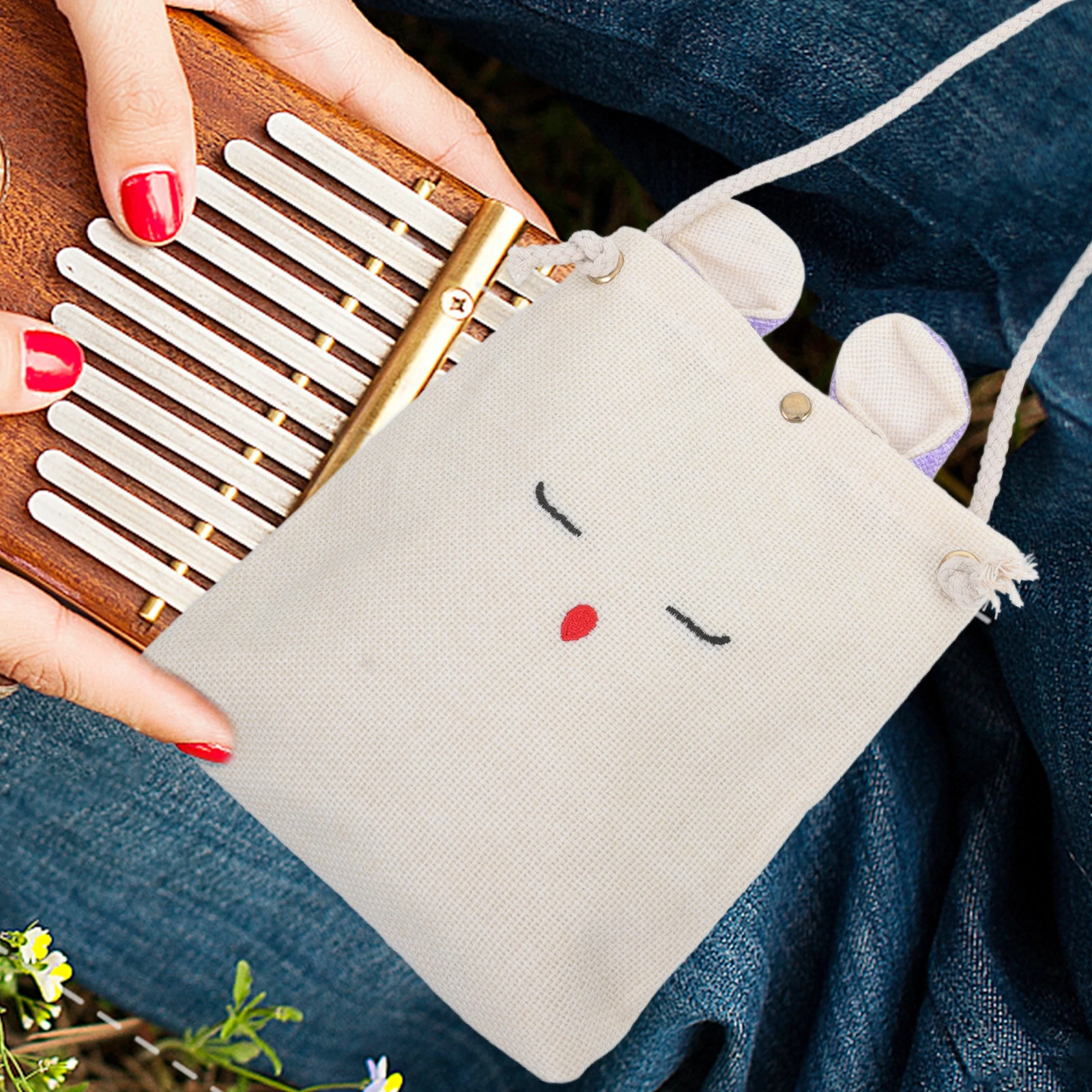 

2pcs Kalimba Bag Lightweight Canvas Pouch Small Size Travel Case Adjustable Strap Thumb Piano Storage Kids Student Friendly