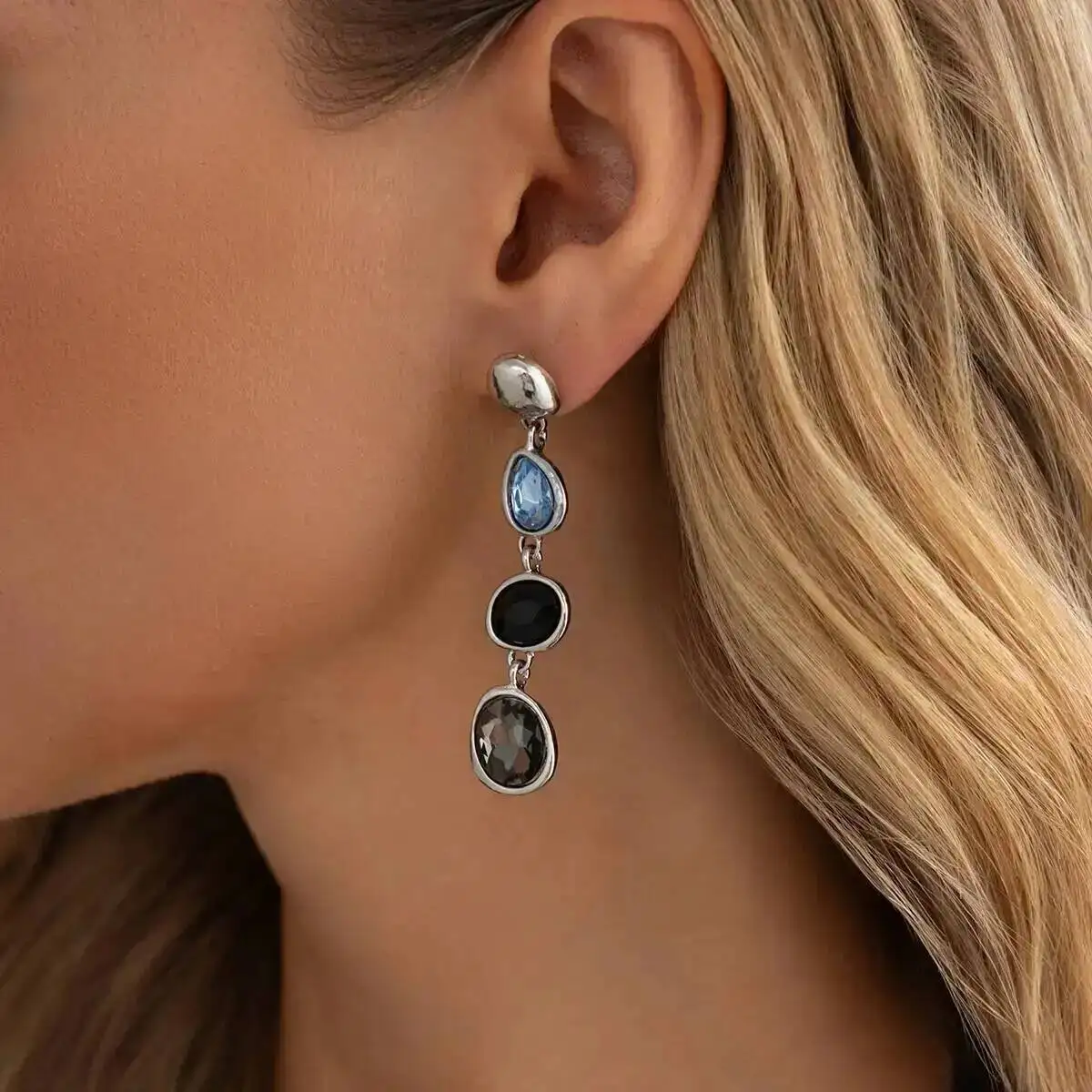Brincos Longos Geométricos de Acrílico com Strass na Cor Prata Vintage SHIXIN, Brincos Pendentes Modernos para Mulheres, Joias Femininas de Destaque