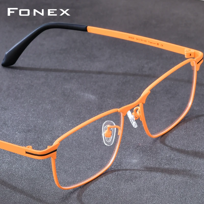 FONEX Titanium Glasses Frame Men Brand Design Square Eyeglasses Japanese Ultralight High-Quality Eyewear 85928