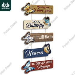 Putuo Decor Wood hanging plaque decoration, irregular decorative plaque, Butterfly, beach wood, Family hanging sign decoration