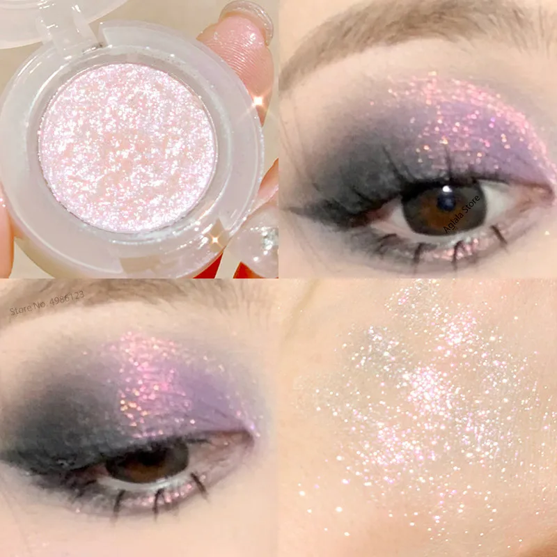 Sombra de ojos con purpurina monocromática, resaltador nacarado, maquillaje en polvo, paleta de sombras de ojos de diamante, Cosméticos de maquillaje de ojos brillantes