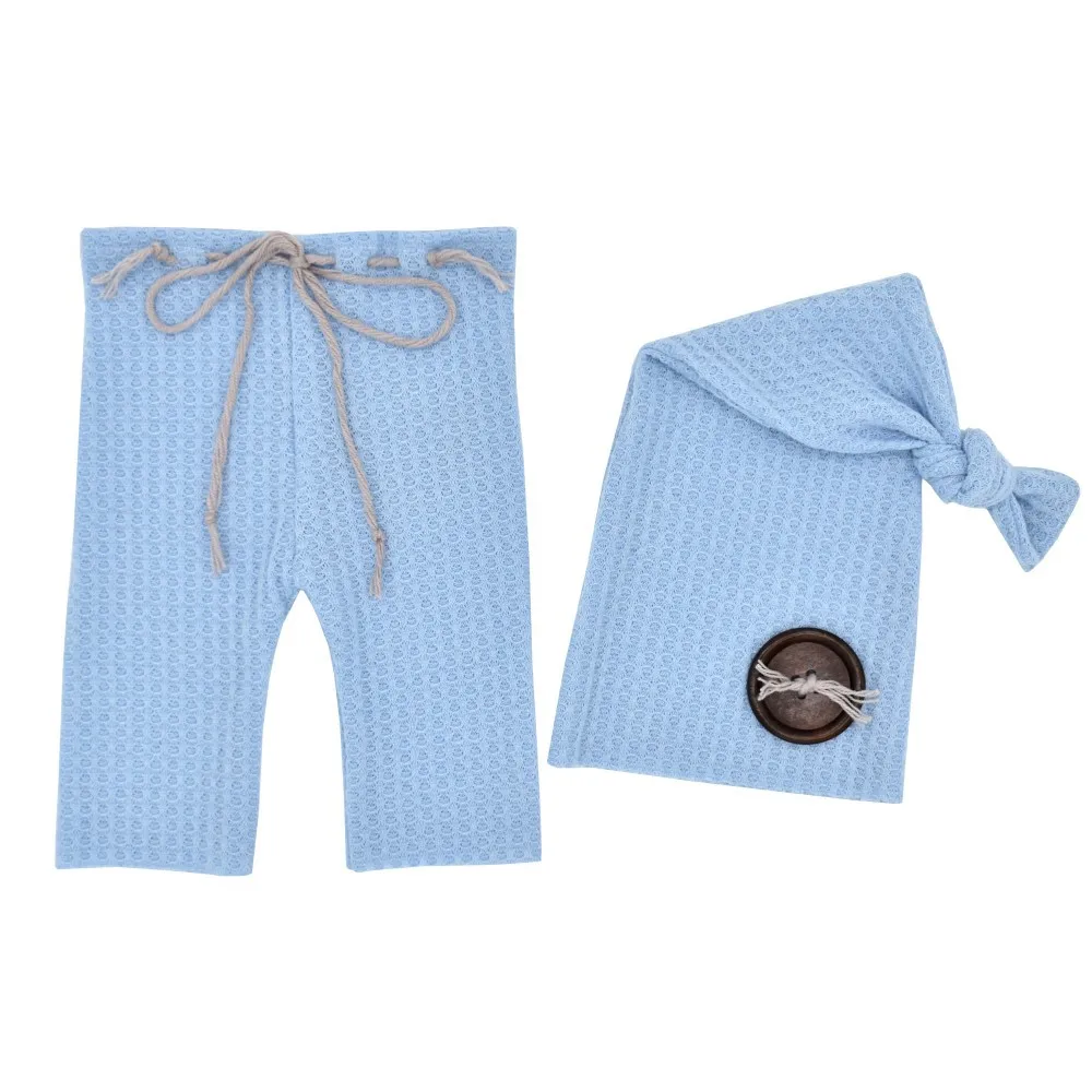 Ylsteed Newborn Photography Props Big Buttons Baby Photo Shooting Outfit Overalls Infant Pants and Hat Set