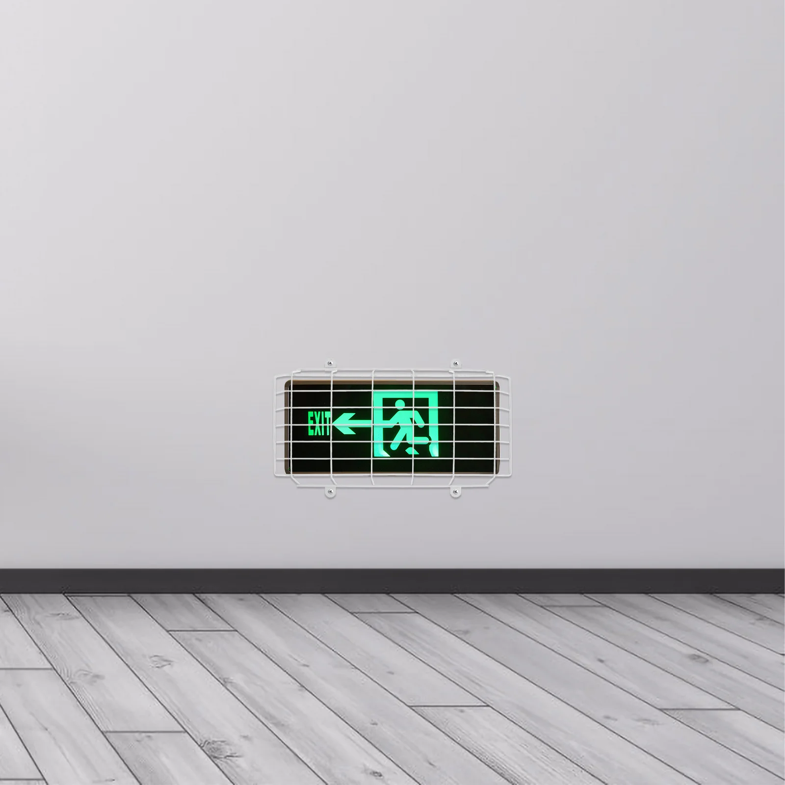 غطاء حماية لضوء الخروج في حالات الطوارئ، واقي سلكي معدني، مؤشر أمان متين ومقاوم للصدمات، سهل التركيب