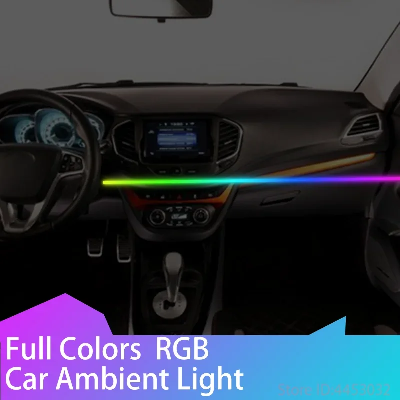 For Lada 2115 niva Vesta XRAY XCODE Car LED Ambient Light Dashboard Lights RGB Hidden Lamp 64 colors USB App Remote Control 1.1m