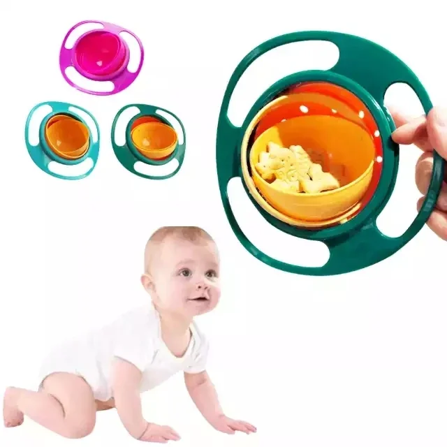 

Universal Children's Gyro Bowl Practical Design 360 Rotate Spill-Proof Solid Feeding Dishes Novelty Rotary PP Silicone PC Babies