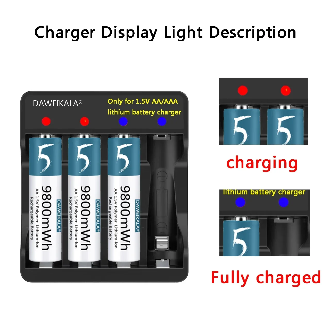 1.5V AA Battery Rechargeable Lithium-ion Battery AA Battery for remote control mouse fan Electric toy with USB charger