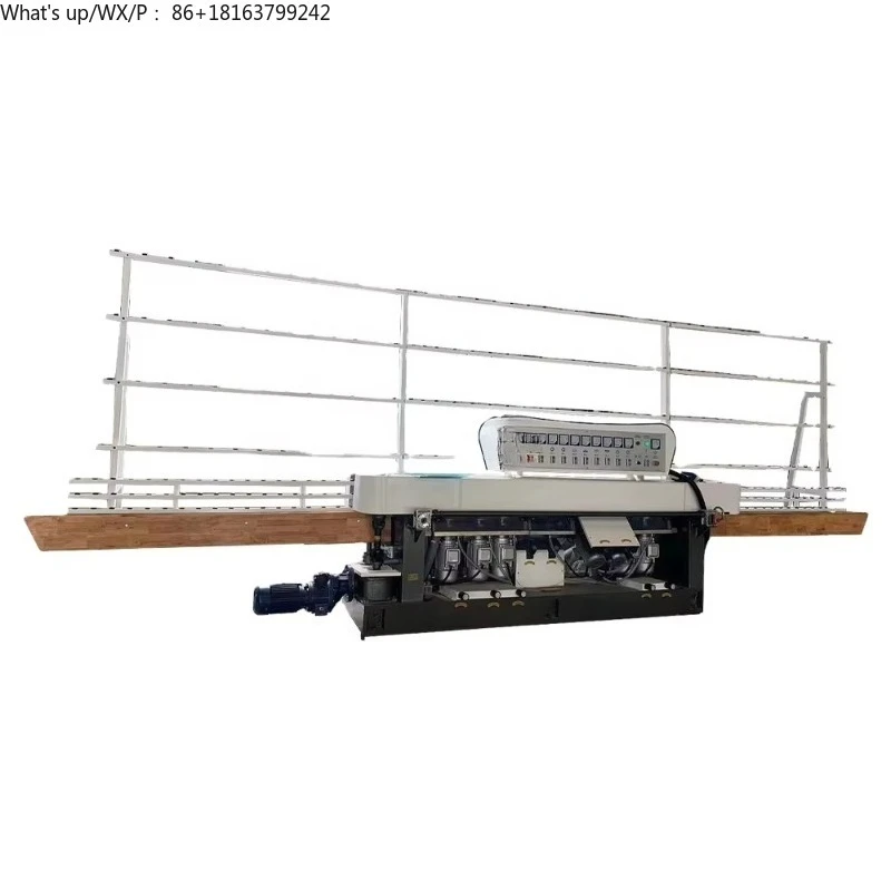 

PLC Control 9 Motor Automatic Glass Processing Equipment Straight Line Glass Beveling Edge Polishing Machine