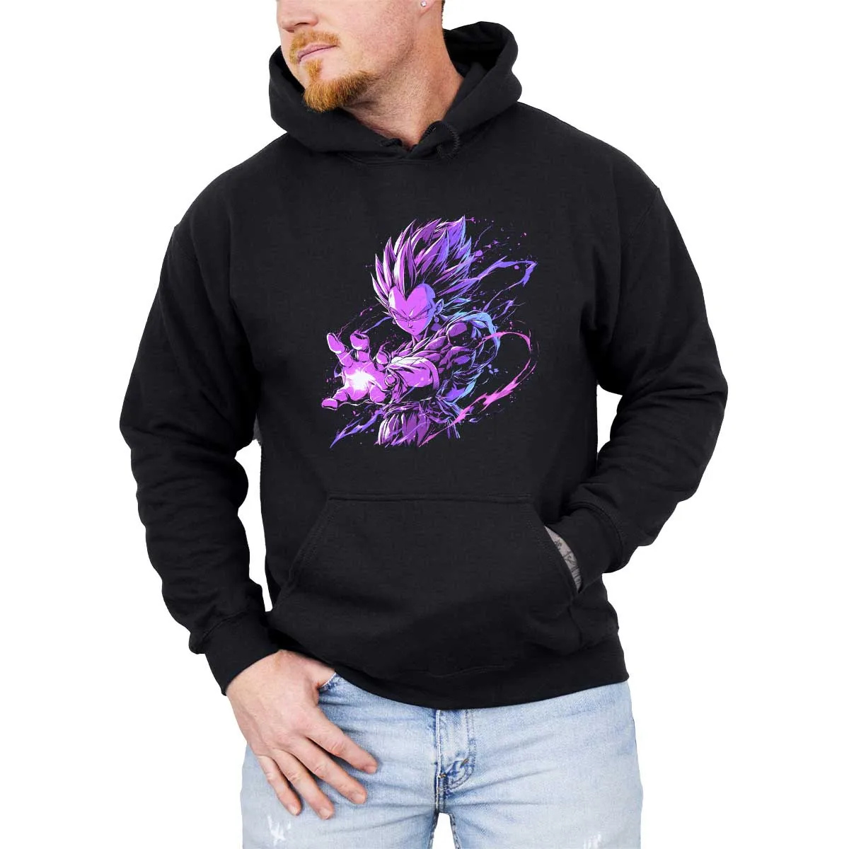 سترة بغطاء للرأس من Dragon Ball Goku Super Saiyan باللون الأزرق القتالي، طباعة نصية يابانية للجنسين، ملابس خروج للبالغين والأطفال