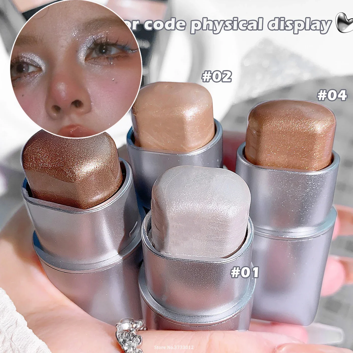 Gilt Highlight Shadow Stick Makeup Glitter Highlighter Contour Shimmer Bronzer Shading Natural Stereoscopic FaceBody Illuminator