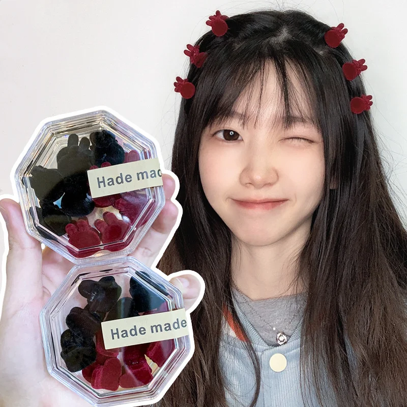 

10pcs/lot Fashion Cute Candy Color Rabbit Heart Mini Hair Clip Hairpin for Women Sweet Small Hair Claw Hair Accessories Gifts
